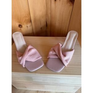 KITTEN HEELS Baby Pink Slides NEW UK 38 (Women's Size 7.5)